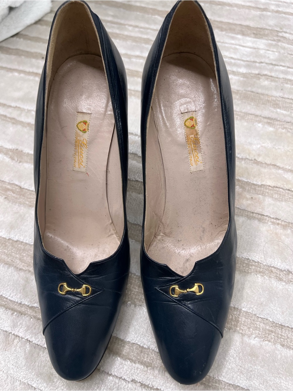 Gucci  Leather Heels with Gold Horsebit